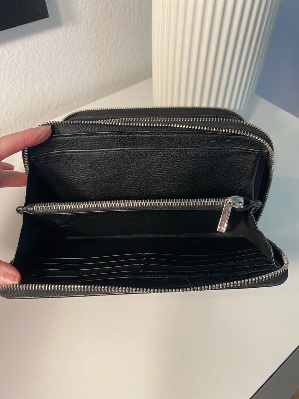 DIOR HOMME Grained Leather Double Zip Travel Organizer
